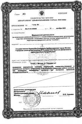 Больница №15 им. Филатова (ГКБ 15) лицензия №21