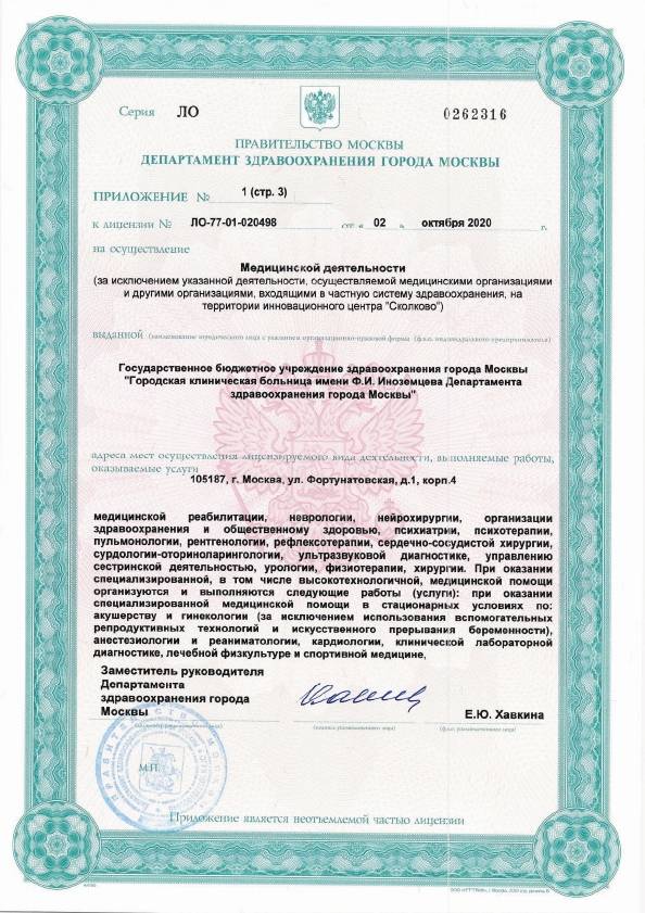 Больница №36 Иноземцева (ГКБ 36) лицензия №26
