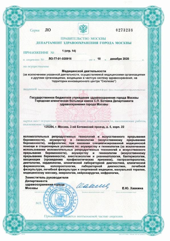 Больница Боткина (Боткинская больница) лицензия №3