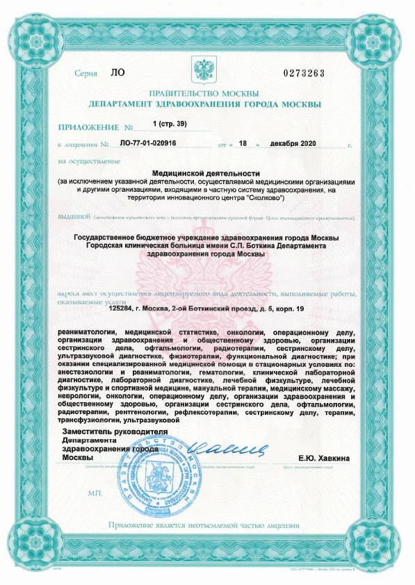 Больница Боткина (Боткинская больница) лицензия №17