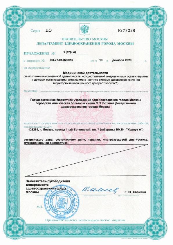 Больница Боткина (Боткинская больница) лицензия №29
