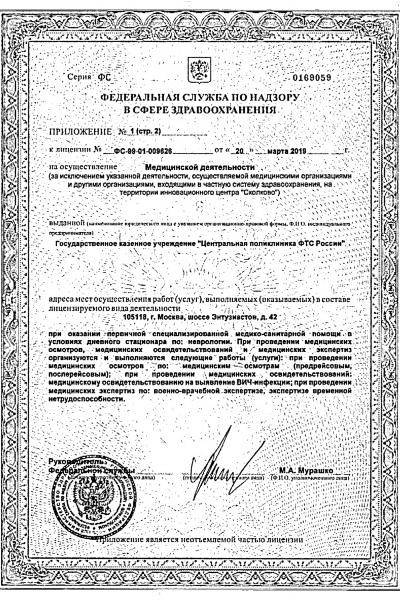 Центральная поликлиника ФТС России лицензия №10