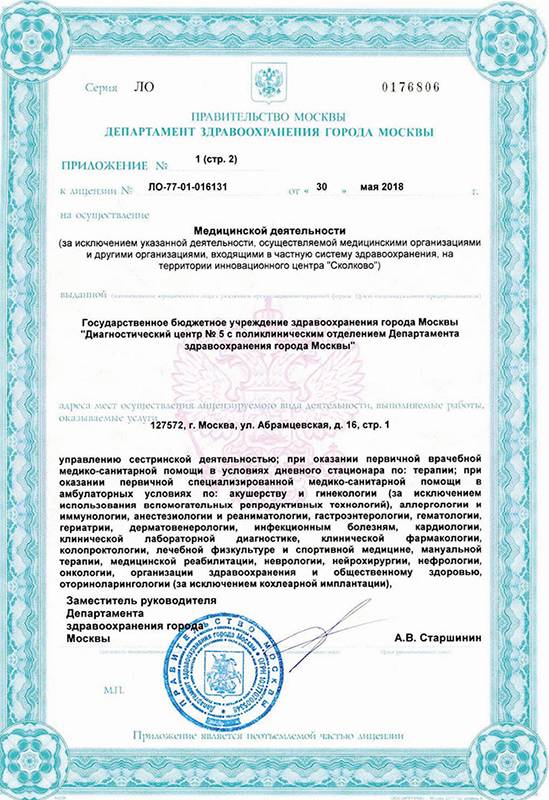 Диагностический центр №5 (КДЦ на Абрамцевской) лицензия №3