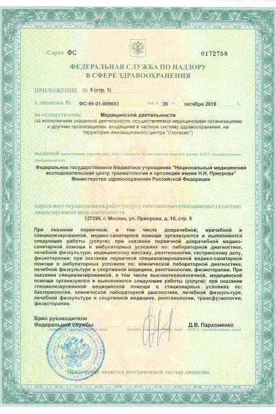Институт Приорова (ЦИТО) лицензия №2