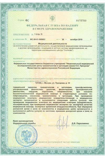 Институт Приорова (ЦИТО) лицензия №8