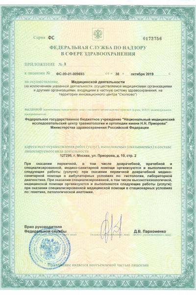 Институт Приорова (ЦИТО) лицензия №11