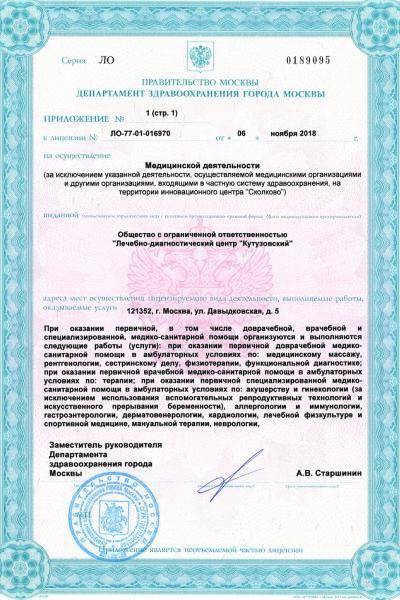 Лечебно-диагностический центр «Кутузовский» лицензия №3