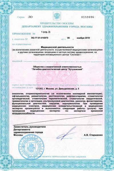 Лечебно-диагностический центр «Кутузовский» лицензия №4