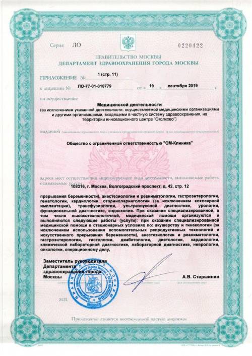 «СМ-Клиника» на Волгоградском проспекте лицензия №4