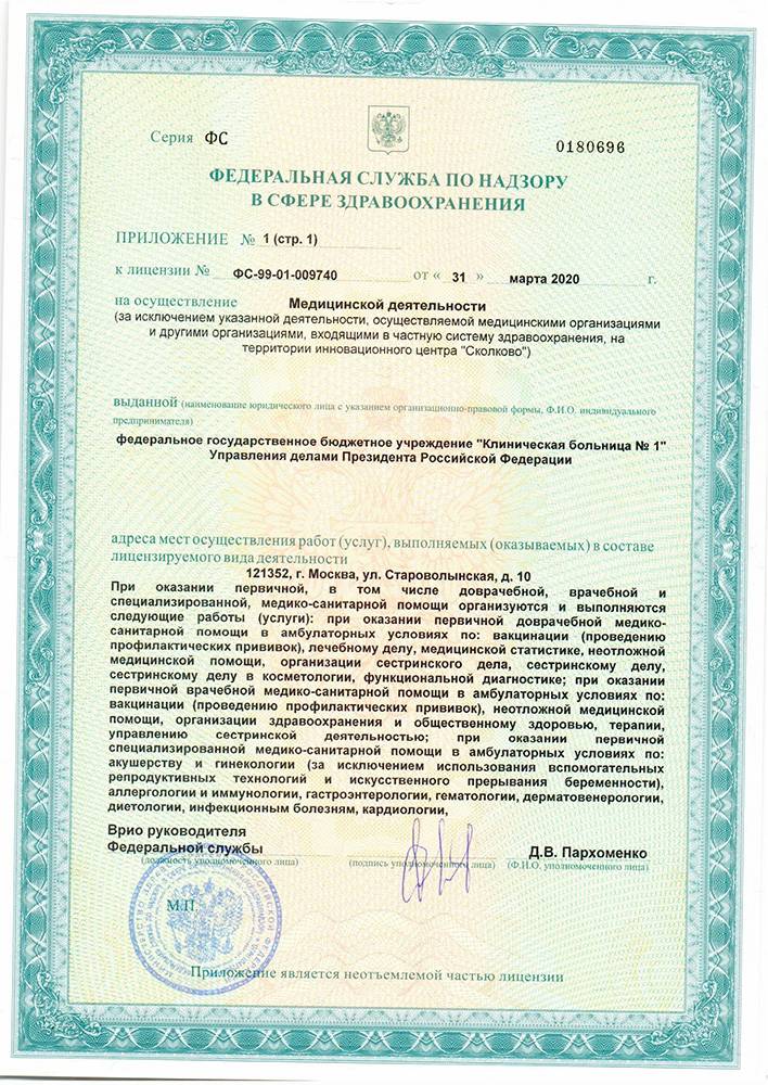 Волынская больница УД Президента РФ лицензия №13
